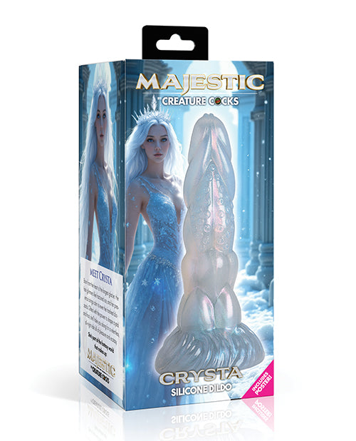 XR Brands Majestic Crysta Silicone Dildo, 6.8 Inch Insertable Depth, Iridescent