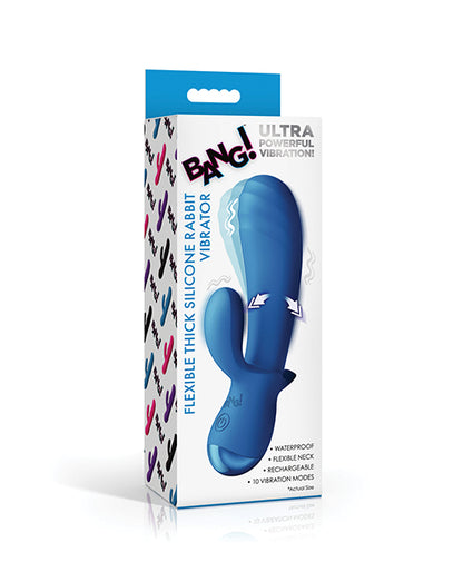 XR, LLC Bang! BG Thick Silicone Rabbit Vibrator, Blue