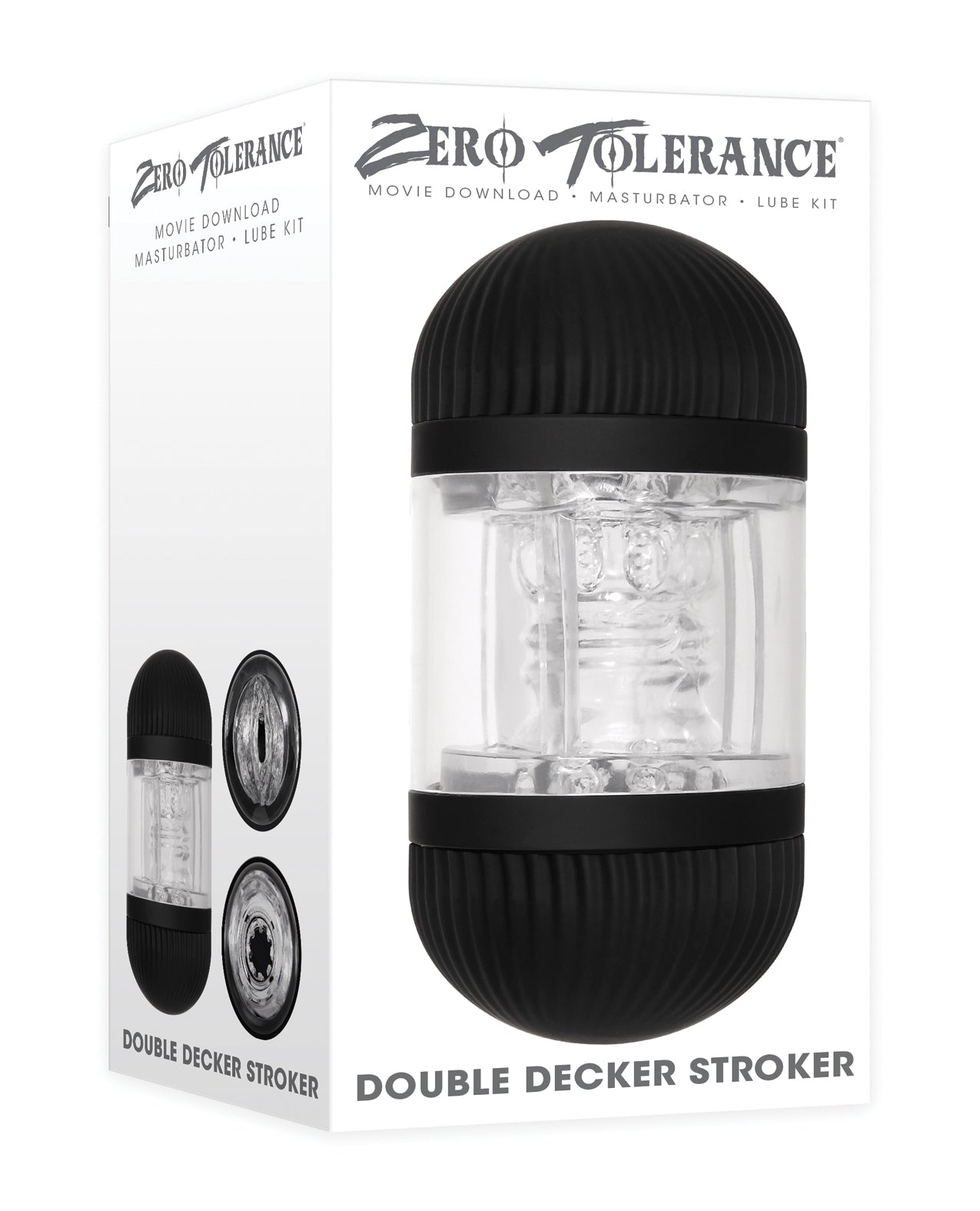 Evolved ZE-MS-6368-2 Double Decker Stroker, Black/Clear, Dual Entry