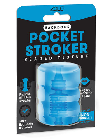 Xgen ZO-6002 ZOLO Backdoor Pocket Stroker, Blue, TPE, 3.75"