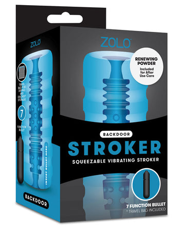 Xgen ZO-6005 Backdoor Squeezable Vibrating Stroker, Blue, 7 Function Bullet