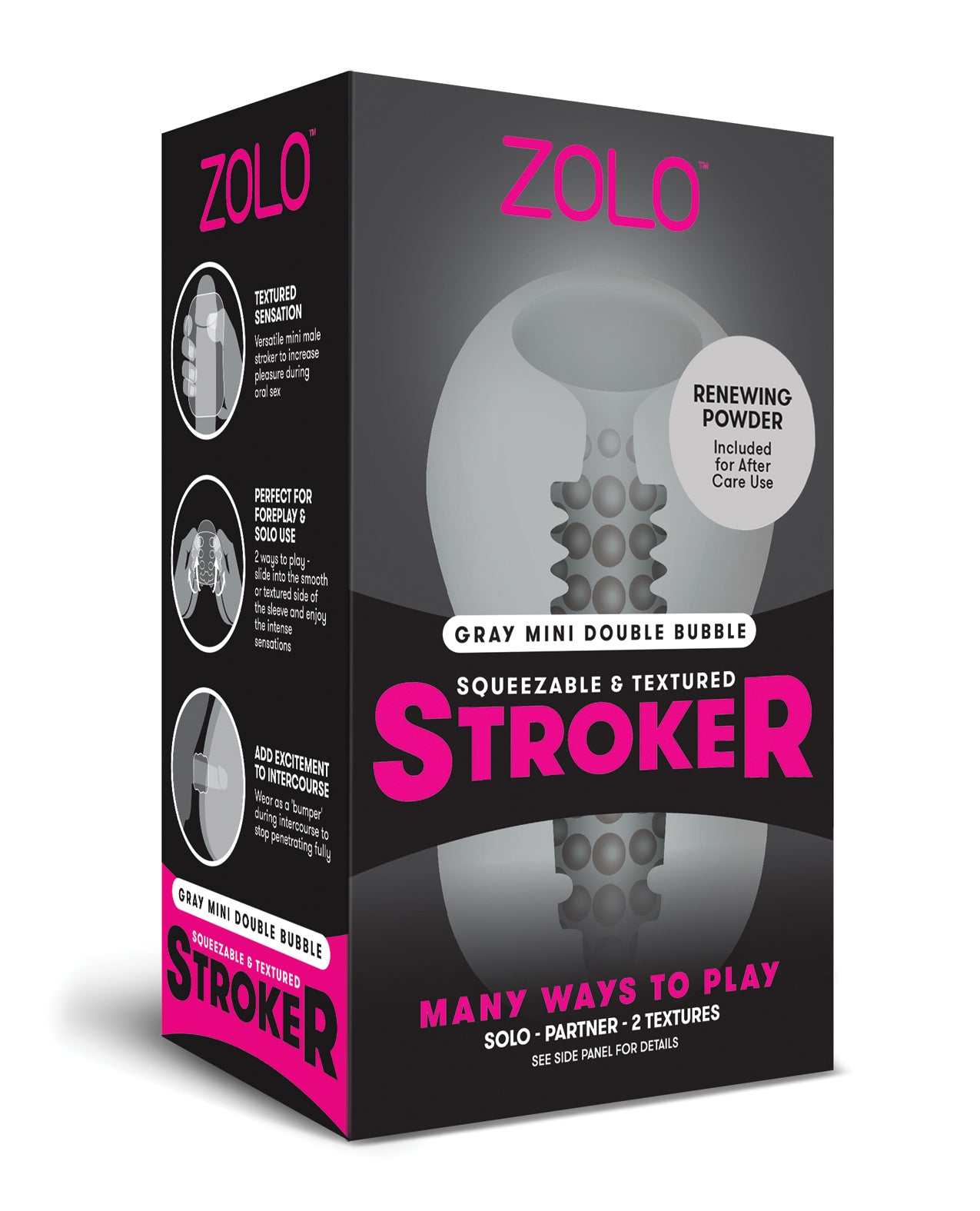 Xgen ZO-6025 ZOLO Mini Double Bubble Stroker, Grey Silicone