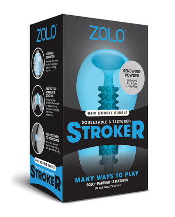 Xgen ZO-6026 Mini Double Bubble Stroker - Blue, Silicone, Textured