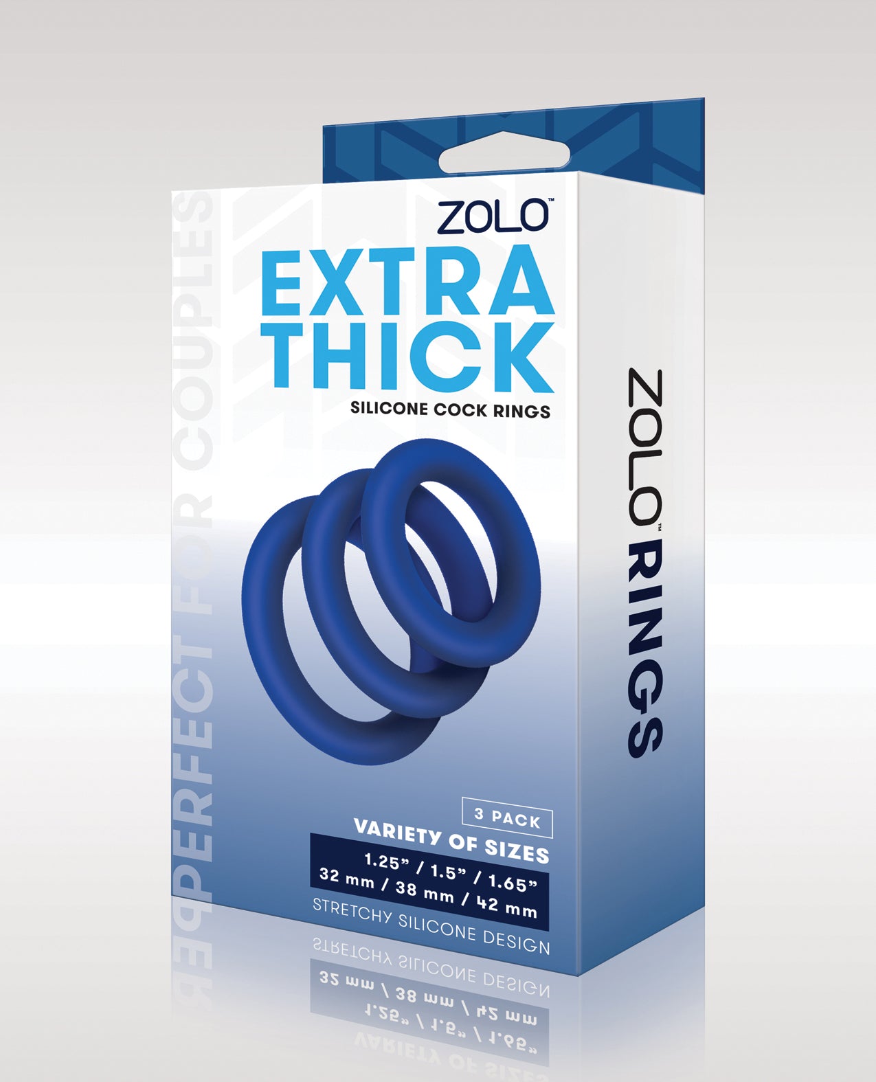 Xgen ZOLO-6036 Extra Thick Silicone Cock Rings, Pack of 3, Blue